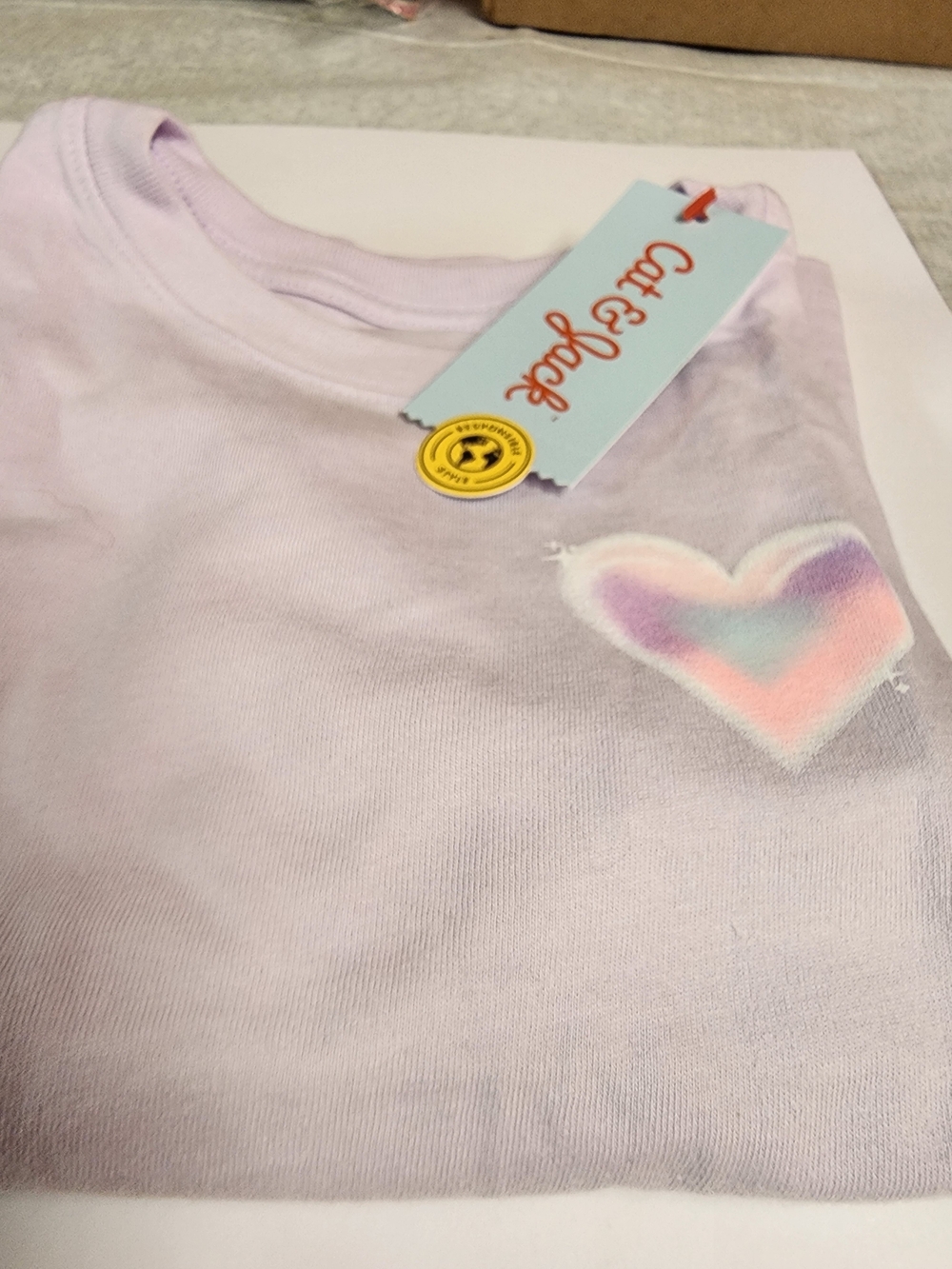 Cat & Jack Pastel Lavender Tee with Rainbow Heart